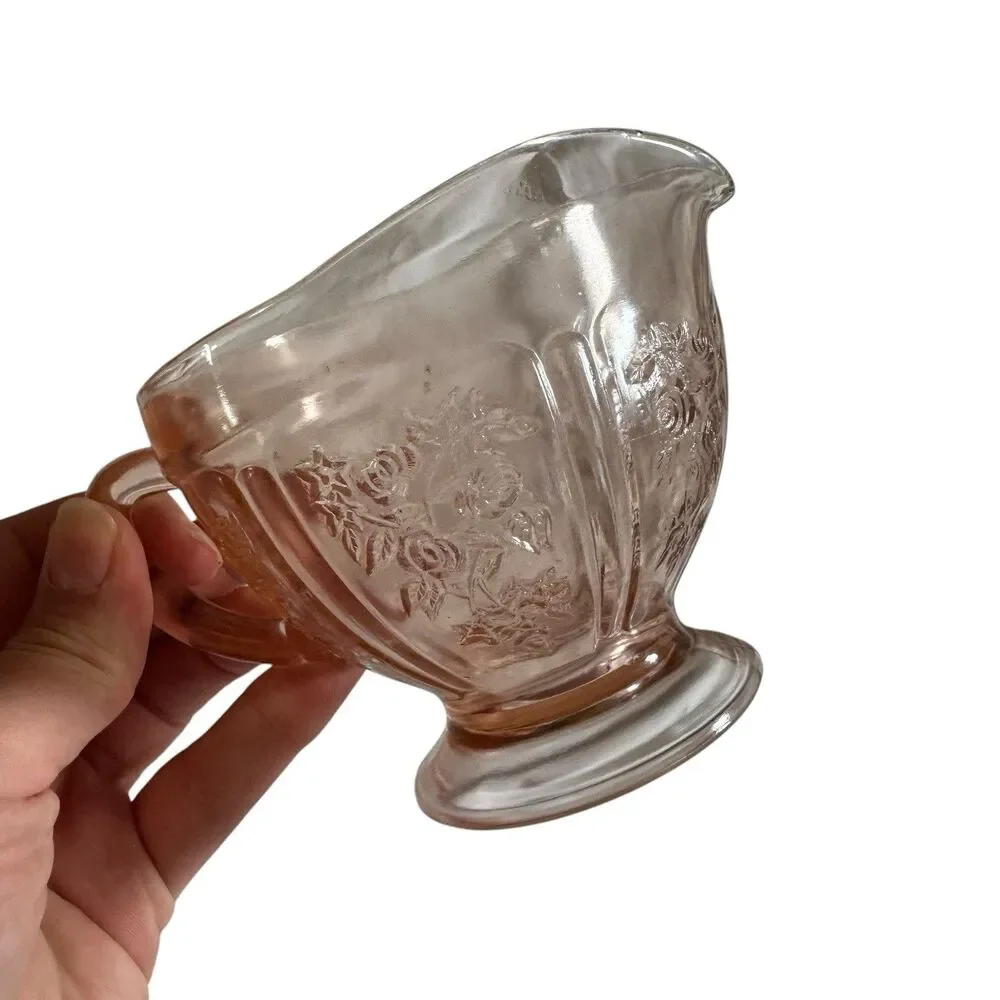 Depression Glass Creamer Sharon Cabbage Rose‎ Pink Vintage 1930s